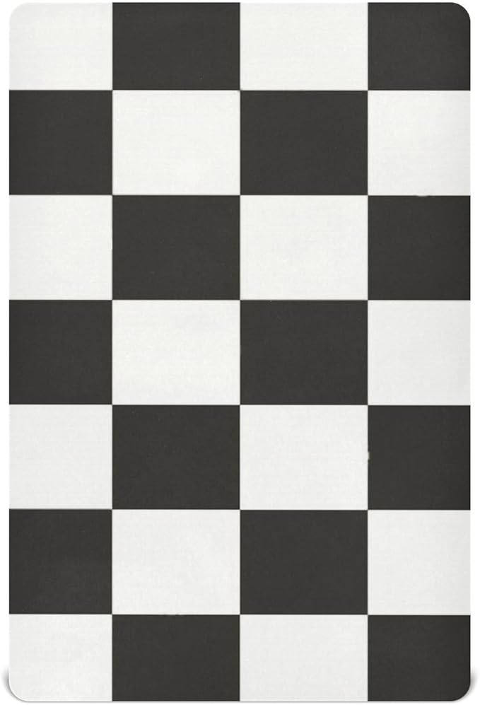 Checkered Black Crib Sheets Standard Crib Toddler Mattresses Cover Fitted Baby Bed Sheet Breathable Crib Mattress Sheet for Girls Boys 39''x27''x9''