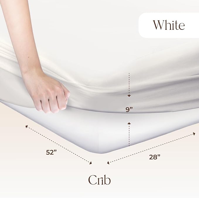 Organic Crib Mattress Protector - 100% Waterproof Crib Mattress Protector Pad with Soft Quiet & Breathable Triple Layer Protection - Fairtrade & GOTS Certified and Machine Washable (52"x28"x9”)