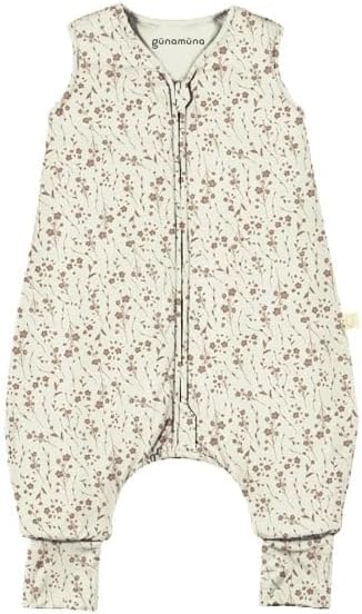 GUNAMUNA Baby Footie Sleep Bag – Walkable Wearable Blanket with DIAPER-ZiP, Convertible Foot Cuffs, Anti-Slip Grips