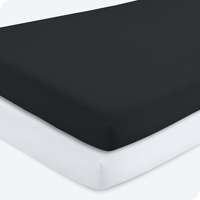 Bare Home 2-Pack Fitted Crib Sheets - Premium 1800 Ultra-Soft Microfiber - Breathable - Baby Sheet - for Boys & Girls - Fits Standard Crib and Toddler Mattresses (Black/White)