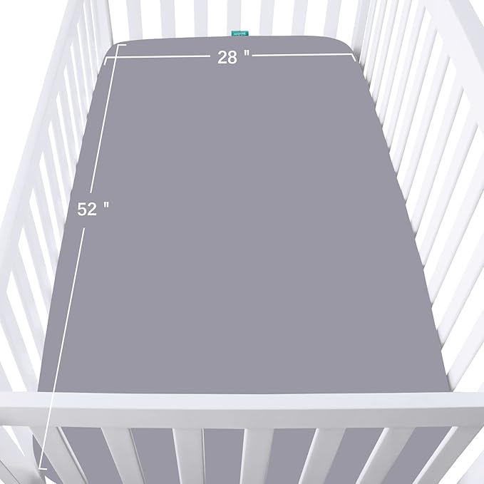 Crib Sheets and Waterproof Crib Mattress Protector 4 Pack Set,Waterproof Crib Sheets Mattress Pad Cover for Baby Boys and Girls, Grey