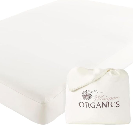 Organic Waterproof Mattress Protector Cal King - 100% Waterproof Mattress Pad with Extra Soft Quiet & Breathable Triple Layer Protection - GOTS Certified Machine Washable Deep Pocket Design (Cal King)
