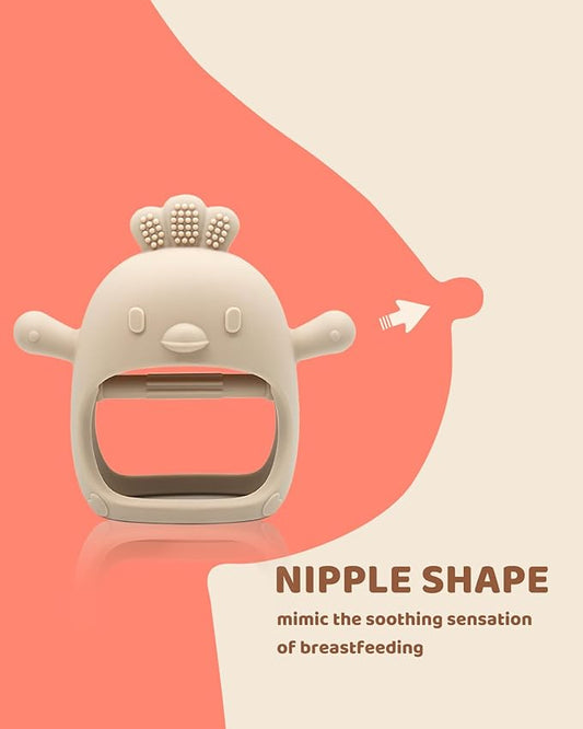 2 Packs Baby Teething Toy Silicone Teething Mitten for Babies Over 3 Months Anti Dropping Wrist Hand Teethers Baby Chew Toys for Sucking Needs, BPA Free (Ginger & Caramel)