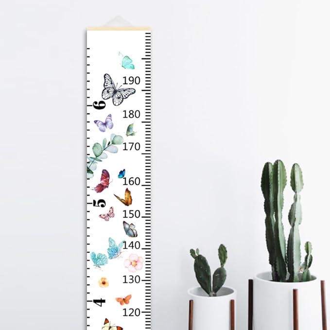 Baby Growth Chart for Wall - Height Chart for Kids Nursery Decor Wall Hanging Measurement Ruler Toddler Room Decor Play Room Essentials Birthday Christmas Gifts for Boys Girls 79"X7.9" (Butterfly)