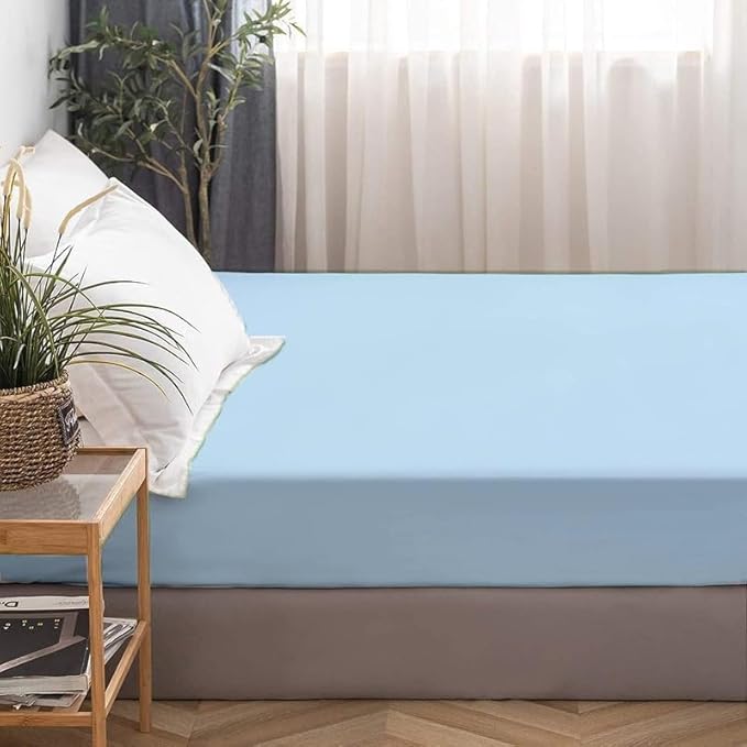 Mattress Protector Queen Size 100% Waterproof Zippered Cover, 15 Inches Deep, Six-Sided Mattress Encasement for Bed, Zipper Closure Style (Light Blue)