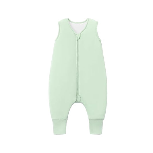 Baby/Toddler Sleep Sack with Legs, Rayon from Bamboo 95% + 5% Spandex, 1.0 TOG, 2‑Way Zipper Sleeping Bag, Walker‑Friendly 18-36M Green