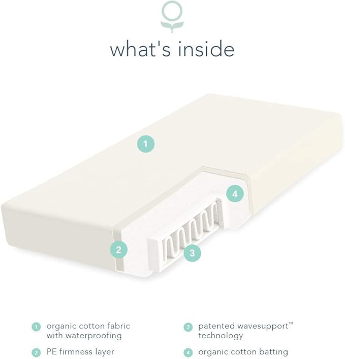 Naturepedic Organic Baby Crib Mattress - Lightweight Infant & Toddler Bed - Waterproof, Non-Toxic, Standard Size 52" x 28"