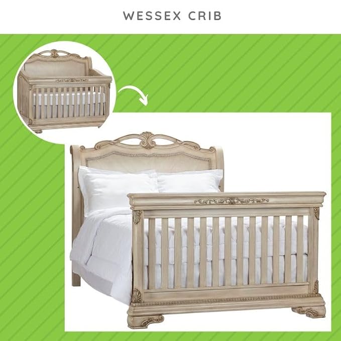 Full-Size Conversion Kit Bed Rails for Kingsley & Centennial Convertible Cribs - Solid Wood Rail - Toddler and Adult Bed Rail for Full-Size Beds - Essential Nursery & Baby Furniture (Seashell)