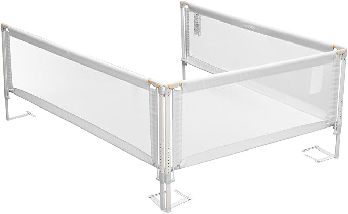 VEVOR 3 Piece Toddler Bed Rail, Kids Beds Guard Rail with Reinforced Iron Pipe and Oxford Cloth, Adjustable Height Bed Side Railing, Portable Guard Bumper Barrier for Queen Size, 3 Sides, Grey
