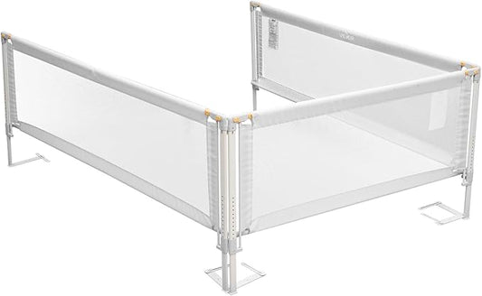 VEVOR 3 Piece Toddler Bed Rail, Kids Beds Guard Rail with Reinforced Iron Pipe and Oxford Cloth, Adjustable Height Bed Side Railing, Portable Guard Bumper Barrier for Queen Size, 3 Sides, Grey