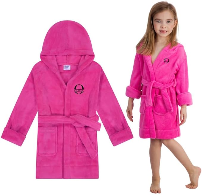 Personalized Kids Robes for Girls & Boys - Hooded Monogrammed Baby Bathrobe with Name - Custom Kids Bathrobe for 2-14 Years