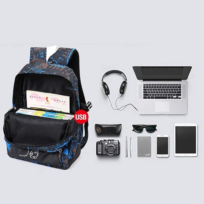 Asge Backpack for School Boys Backpacks for Kids Camo Bookbag for Middle School Bags Waterproof Travel Back Pack (Blue) | for School, Backpacks, for Kids, Bookbag, for Middle School, Bags