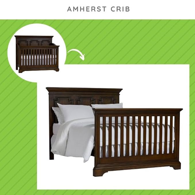 Full-Size Conversion Kit Bed Rails for Kingsley & Centennial Convertible Cribs - Solid Wood Rail - Toddler and Adult Bed Rail for Full-Size Beds - Essential Nursery & Baby Furniture (Burnt Oak)
