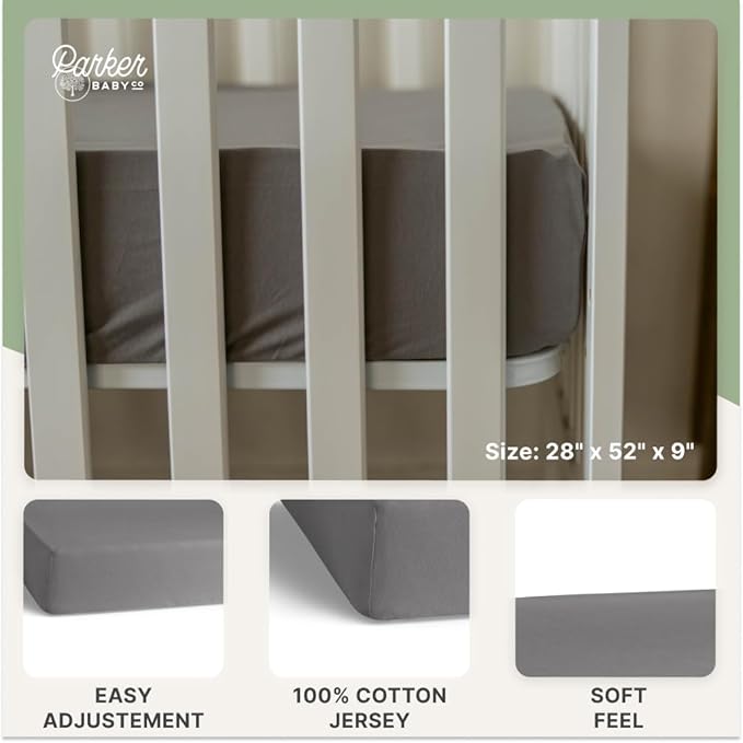 Parker Baby Soft & Durable Fitted Baby Crib Sheets | Snug Fit for Standard Crib Mattresses | Machine Washable, Fade-Resistant & Modern Nursery Designs