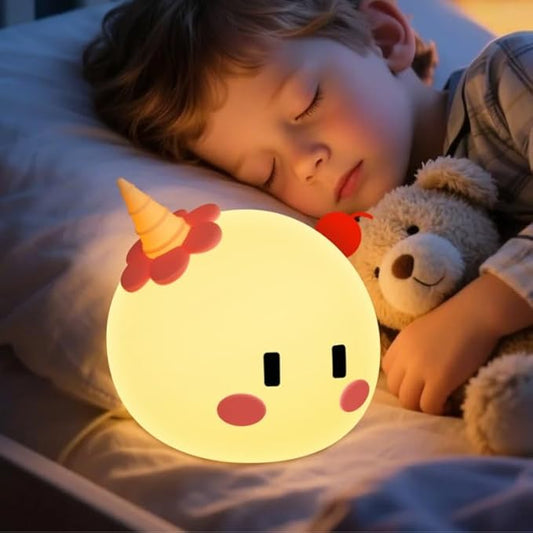 Monster Night Light for Kids Lamp, 8 Color Changing Dimmable Timer Bedside Night Lights, Squishy Silicone Lamp for Boys Girls Baby, Rechargeable Nursery Lamp for Toddler