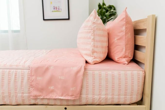 Beddy's Pink Ballerina Girls Durable Zipper Bedding for Kids, Bed in a Bag, Pink Ballet Sheets and Comforter, Easy to Make and Wash, Includes Pillowcase & Pillow Sham, Super Soft All Season