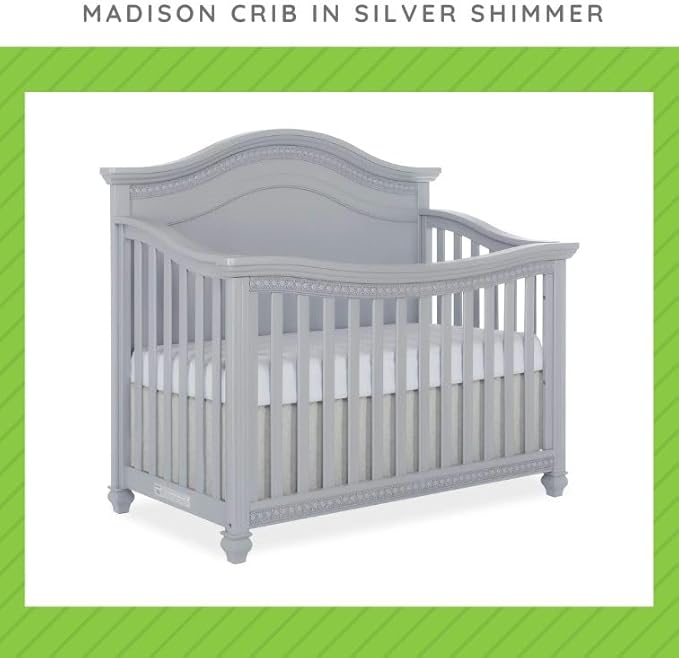 Toddler Bed Safety Guard Rail for Evolur Baby Convertible Cribs - Solid Wood Rail for Convertible Crib to Toddler Bed Conversion - Safety Bed Rail for Children (Silver Shimmer, Model 846)