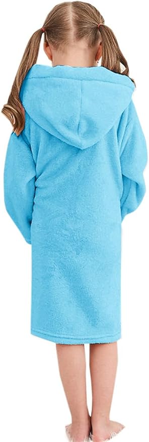 Umeyda Girls Fleece Hooded Robes, Warm Printed Bath Robe for Kids Soft Fuzzy Bathrobe for Gifts