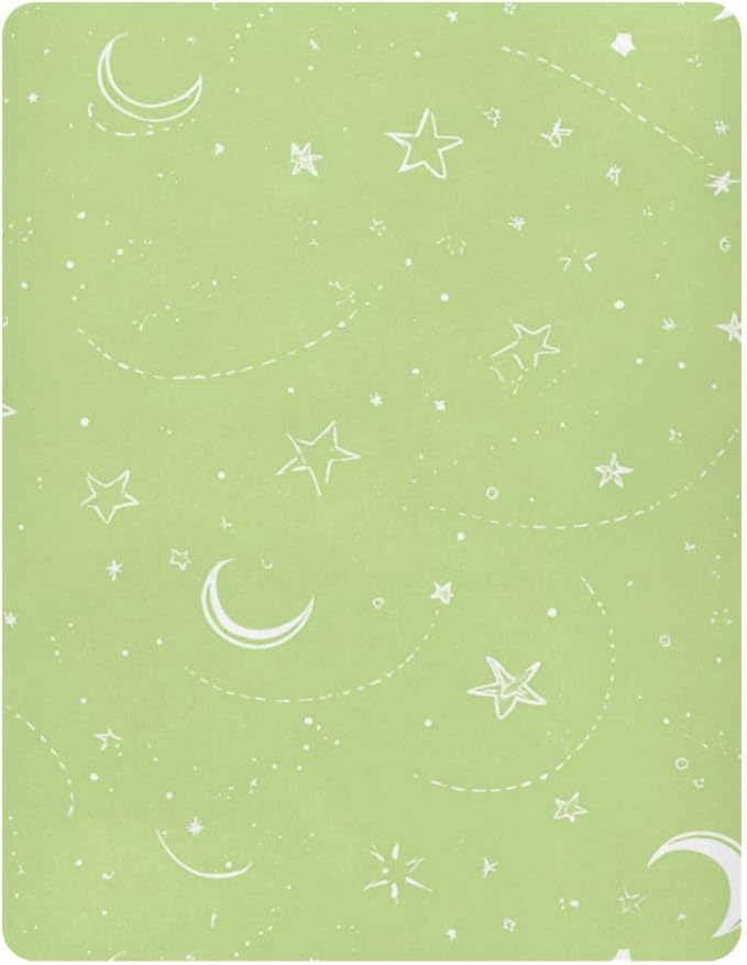 Bright Green Moons and Stars Crib Sheets Standard Crib Toddler Mattresses Cover Fitted Baby Bed Sheet Breathable Crib Mattress Sheet for Girls Boys 52" x 28"x5''