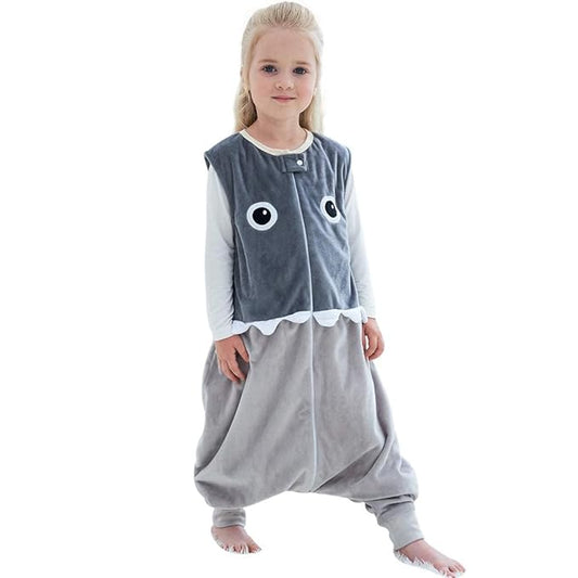MICHLEY Toddler Sleeping Sack with Feet Newborn Infant Sleeveless Sleeping Bag 2-way Zipper Baby Wearable Blanket for Walkers,Grey Shark,3-5T