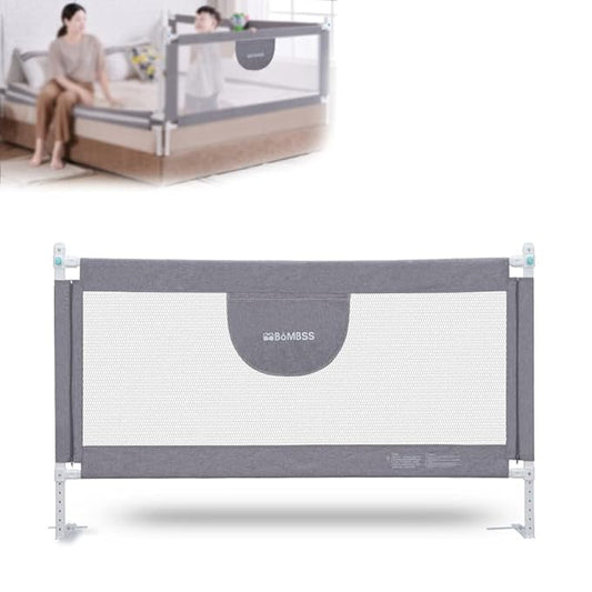 MBQMBSS 58'' L x 26.7" H Bed Rail for Toddlers, Baby Bed Rails Guard for Toddlers, Height Adjustable Rail Fit for Side of King Size Queen Full Bed, Bed Rails for Kids with Child Lock & Y-Shaped Strap