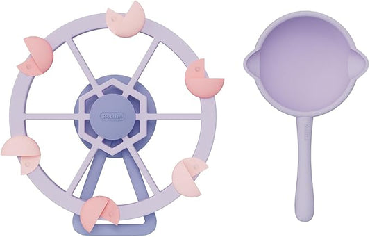 Roslim Bathtub Suction Spinner Toys - Silicone Bath & High Chair Ferris Wheel Shape Sensory Toy for Babies & Toddlers, Novelty Spinners with Suction Cup, Car Window Travel Toys (Purple)