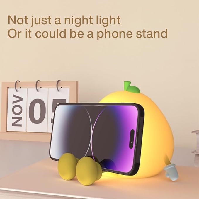 DNBFLLK Grapefruit Night Light for Nursery - Silicone Touch Lamp, 3 Adjustable Brightness, USB-C Rechargeable, Baby-Safe Bedside Light, Toddler Sleep Training & Kids Room Decor