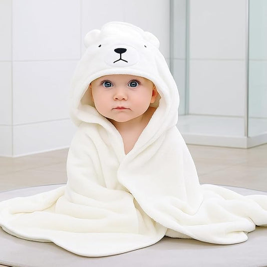 My Tiny Nugget Hooded Baby Bath Towel Set (2-Pack) – Soft & Absorbent | Pink & White | Cute Animal Hood | Plush Bath Wraps for Newborns Infant & Toddlers | Baby Gift Bundle (Pink + White Set)