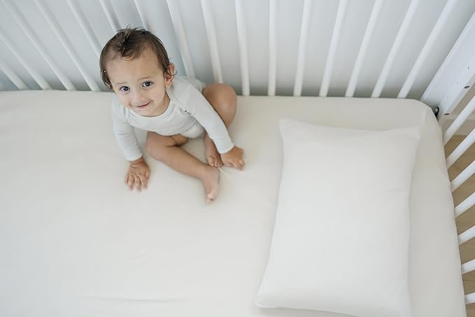 Ecolino Fitted Crib Sheet, 100% Organic Cotton Baby Crib Sheets for Boys and Girls. Fits Standard Crib and Toddler Mattresses, Soft and Breathable in Oat