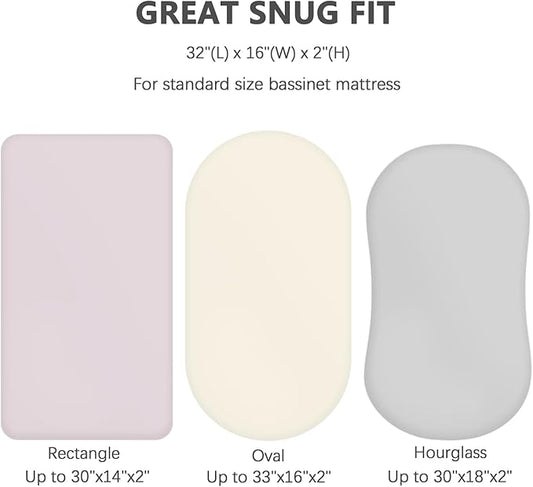 Vegan Leather Bassinet Sheets for Baby, Waterproof Wipeable, Extra Thick & PortableFit for Hourglass Oval Rectangular Cradle Pad Sheets, Standard Cradle Safe Sheets for Baby Boys Girls 32"x16"(Gray)