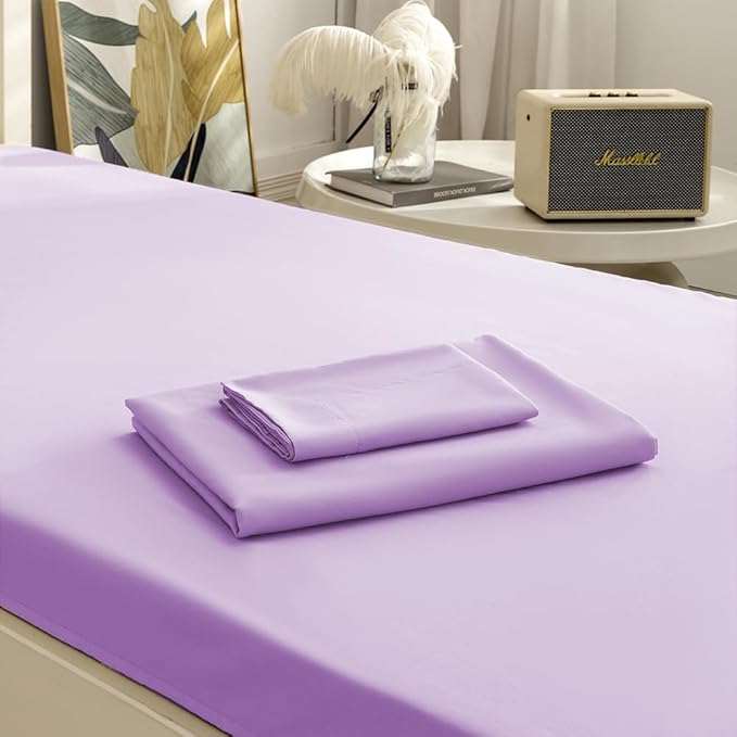 3 Piece Toddler Sheet Set,Purple Basics Bed Sheet Set for Toddler,Microfiber 3-Piece Sheet Set Soft Breathable Crib Bedding Set for Kids,Includes Flat Sheet, Fitted Sheet, Pillowcase