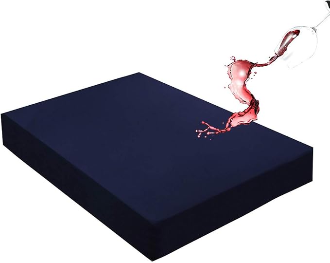 Mecerock 6 Colors Navy Blue King Size Waterproof Mattress Protector Washable Mattress Cover Fitted to 18" Deep