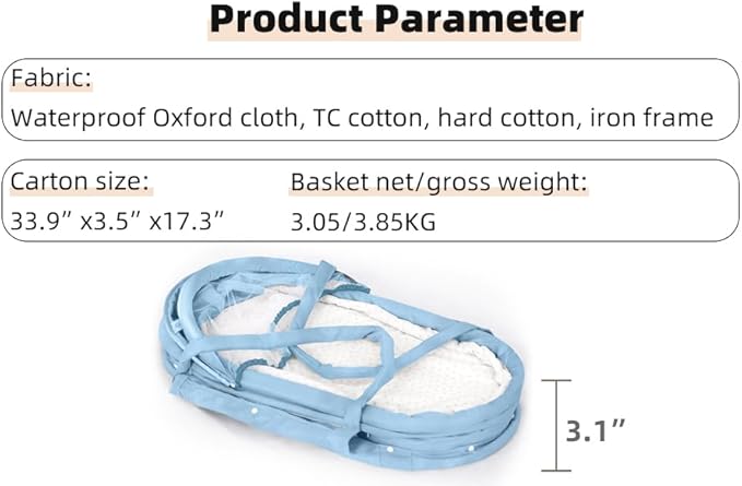 Baby Travel Bassinet Portable Bassinet (Light Blue)