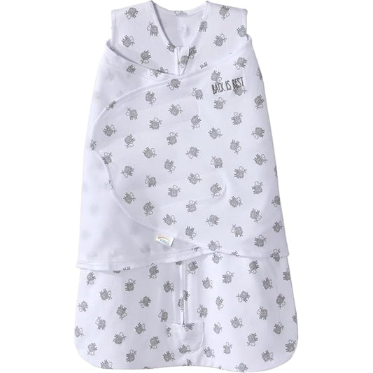 HALO 100% Cotton Sleepsack Swaddle, 3-Way Adjustable Wearable Blanket, TOG 1.5, Lamb Scribble White, Newborn, 0-3 Months