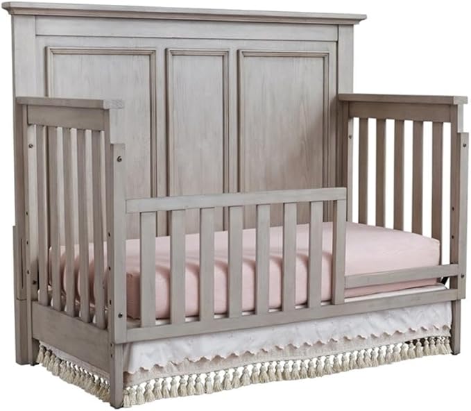 Pemberly Row Wood Toddler Guard Rail in Stone Wash Gray Finish