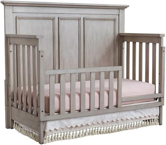 Pemberly Row Wood Toddler Guard Rail in Stone Wash Gray Finish