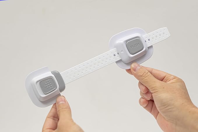 YEYA No Drill Anti tip Furniture Adjustable Straps Wall Anchors for Baby proofing with Strong 3M Adhesive Backing (Upgraded 2P)