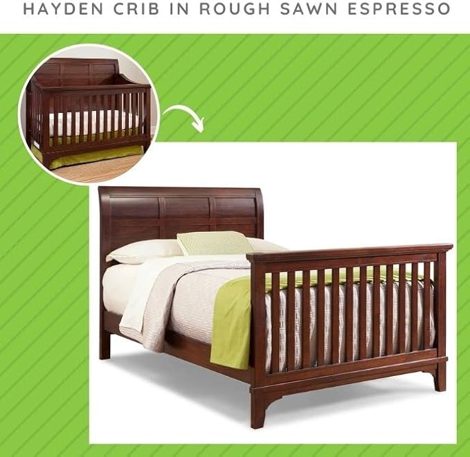 Full-Size Conversion Kit Bed Rails for Westwood Design Convertible Cribs - Solid Wood Rail - Toddler & Adult Bed Rail for Full-Size - Essential Nursery & Baby Furniture (Rough Sawn Espresso, Option 1)