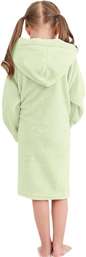 Umeyda Girls Fleece Hooded Robes, Warm Printed Bath Robe for Kids Soft Fuzzy Bathrobe for Gifts