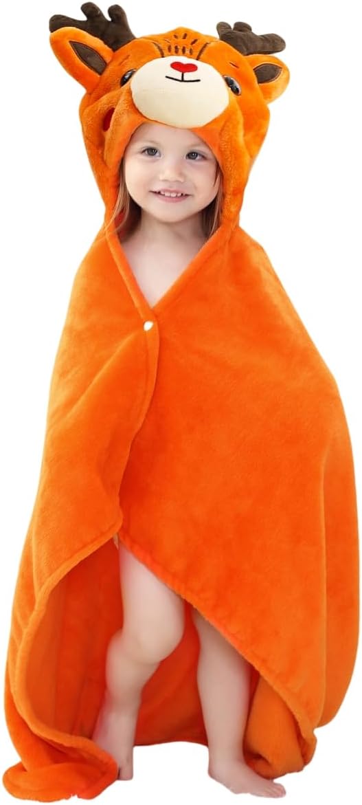 Wearable Blanket Hoodie for Kids Toddlers Hooded Towels Soft Cozy Wearable Throw Blanket Hoodie for Boys Girls