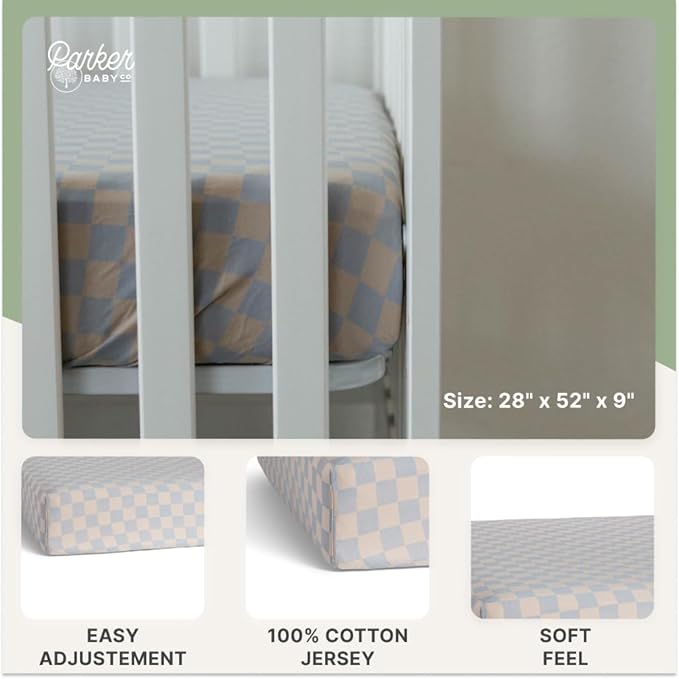 Parker Baby Soft & Durable Fitted Baby Crib Sheets | Snug Fit for Standard Crib Mattresses | Machine Washable, Fade-Resistant & Modern Nursery Designs