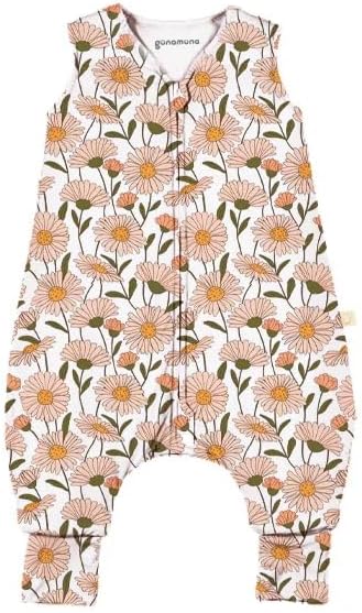 GUNAMUNA Baby Footie Sleep Bag – Walkable Wearable Blanket with DIAPER-ZiP, Convertible Foot Cuffs, Anti-Slip Grips