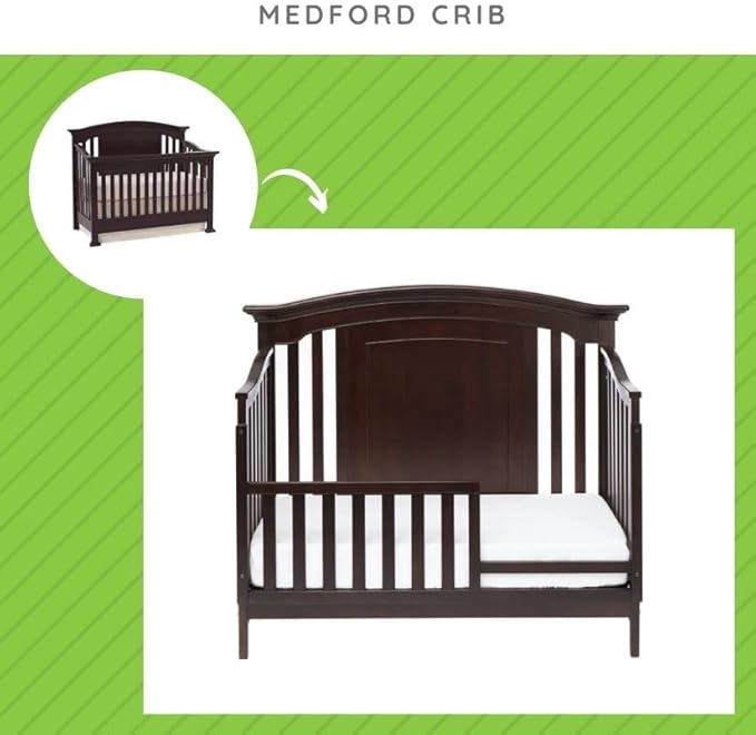Toddler Bed Safety Guard Rail for Kingsley & Centennial Convertible Cribs - Solid Wood Rail for Convertible Crib to Toddler Bed Conversion - Safety Bed Rail for Children (Espresso)