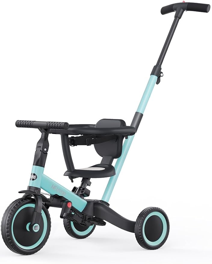 newyoo Toddler Tricycles for 1-3 Year Olds, Toddler Bike, Baby Balance Bike, Christmas and Birthday Gift for Boy and Girl, Trike with Push Handle, Safety Guard, Safety Belt, Blue, TR008