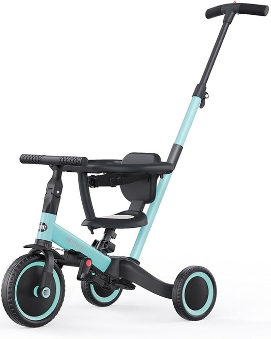 newyoo Toddler Tricycles for 1-3 Year Olds, Toddler Bike, Baby Balance Bike, Christmas and Birthday Gift for Boy and Girl, Trike with Push Handle, Safety Guard, Safety Belt, Blue, TR008