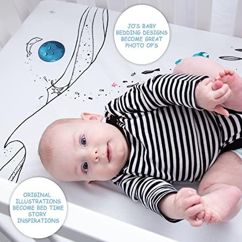 JumpOff Jo - Fitted Crib Sheet, Super Soft Breathable 100% Cotton Baby Crib Sheet for Standard Crib Mattresses and Toddler Beds, 28 in. x 52 in. - Moonlight Mermaid