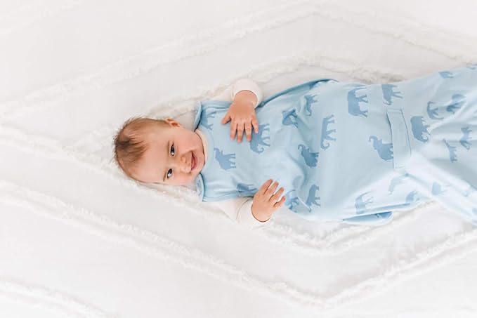Ecolino Organic Cotton Baby Sleep Sack - 2-Way Zipper Baby Wearable Blanket - Infant to Toddler Sleeping Bag Sack - 2 Months - 2 Years - Elephants