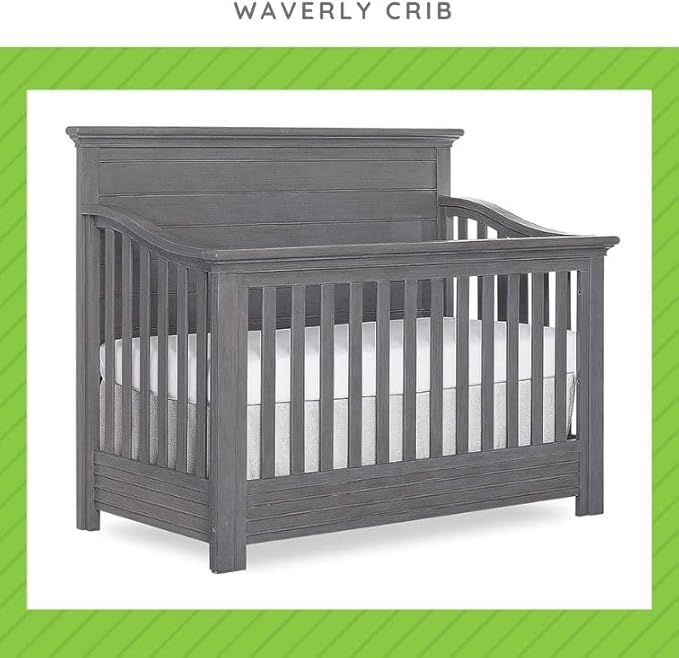 Toddler Bed Safety Guard Rail for Evolur Baby Convertible Cribs - Solid Wood Rail for Convertible Crib to Toddler Bed Conversion - Safety Bed Rail for Children (Rustic Grey, Model 846)
