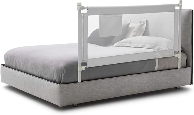 BABY JOY Bed Rail for Toddlers, 57’’ Extra Long, Height Adjustable, Foldable Baby Bed Rail Guard w/Storage Pocket & Double Safety Child Lock for Kids Twin Full Size Queen King Mattress (Gray, 57'')
