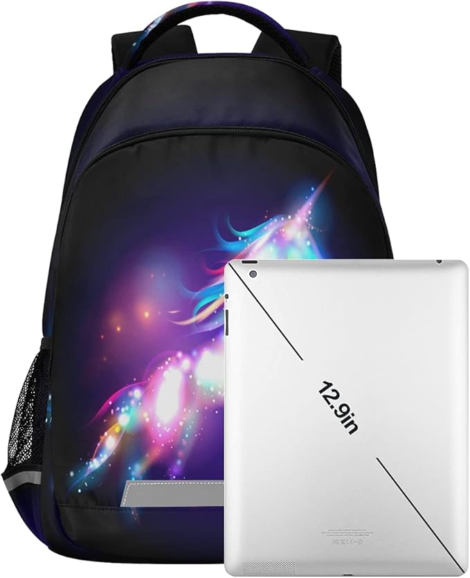 MNSRUU School Backpack with Chest Strap, Colorful Unicorn Laptop Backpack, Travel Hiking Backpack for Boys Girls, Rucksack, Knapsack